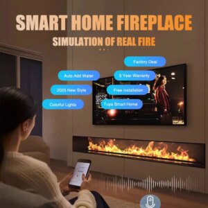 3D LED Flame Fireplace with Water Fog, 16 Dynamic Colors Flame Adjustable Humidifier Fire Place for TV Wall Living Room Decor