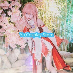 Yu-Cosplay Game Genshin Impact Cosplay Yae Miko Costume Anime Dress Kimono Lovely Uniforms Halloween Carnival Outfit For Women
