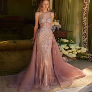 Elegant Women Evening Party Dresses Spaghetti Strap A Line Sleeveless Floor Length Designer Women Banquet Prom Gowns Wedding