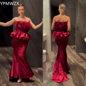 Customized Evening Dress Formal Party Occasion YPMWZX Strapless Mermaid Floor Length Draped Sleeveless Bespoke Dresses