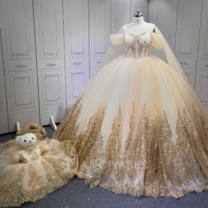 Scoop Ball Gown Quinceanera Dress Beaded Ball Gown Birthday Party Gowns Short Sleeves Ruffles Sweet 16 15 Customized LSMU65