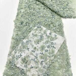 New 3D Lace African Lace Fabric 2025 New High Quality Sequins French Beaded Tulle Laces For Nigerian Wedding Dresses Sewing