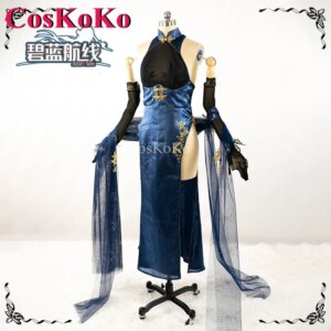 CosKoKo USS New Jersey Cosplay Game Azur Lane Costume Sweet High Split Cheongsam Dress Women Halloween Party Role Play Clothing