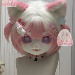 Yis cosplay Custom Furry head Kigurumi Head Cosplay Kemono Fursuit Handmade Headsets Beast Customized Fursuit Kemono Head