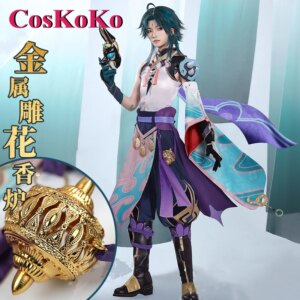 CosKoKo Xiao Cosplay Anime Game Genshin Impact Costume Fashion Handsome Battle Uniform Men Halloween Party Role Play Clothing