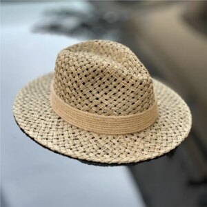 hat for both men and women with large around natural seaweed handwoven top wide