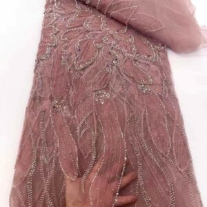 2025 African Sequins Lace Fabric 5 Yards High Quality French Nigerian Groom Lace Fabric For Sewing Dress Wedding Party