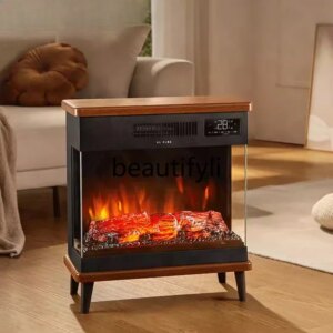 Fireplace Heater Home Living Room 3D Simulation Flame Hot Blower Voice Remote Control