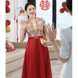 Luxury Mother Of The Bride Dresses A-Line Tea-Length Women Evening Gowns For Wedding Party