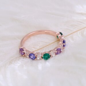 Provence half band Ring 10KGold Anniversary ring Lab Grown Gemstones wedding ring for Woman Minimalist band Personalized Custom