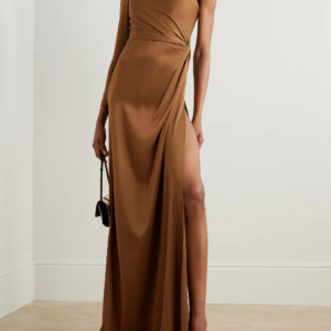 Elegant Satin Evening Dress 2024 One Shoulder Pleats Satin Prom Formal Party Gowns Arabic Dubai Formal Dresses فساتين حفلة موسيق