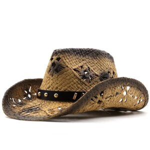 Simple breathable outdoor travel men and women sunshade sunscreen large eaves cool cowboy hat top