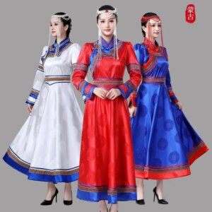 New Traditional Women’s Mongolian Robe Long Minority Dance Table Performance Dancing Dress Grassland Trip Shoot Large Skirt