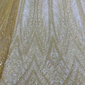 Latest African Sequence Lace Fabrics, Groom Embroidery, French, Nigerian Wedding Material, High Quality, Gold Lace Fabric, 2024