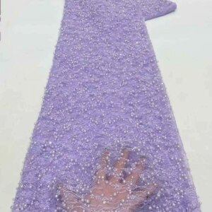 French Mesh Bridal Lace Fabric Beads African Sequins Lace 2025 Hot Sale Nigerian Beads For Women Wedding Dress Sewing