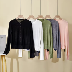 Women’s 2025 Spring Summer New All-match Silk Wool Cardigan