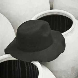 Dark jazz hat woolen felt for women wide brim top men autumn and winter