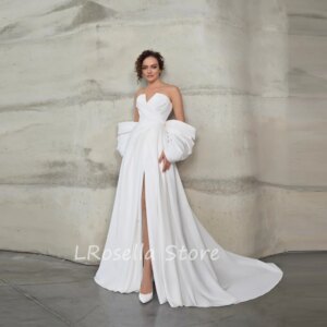 LRosella Wedding Dress Satin Fashion A-Line Sleeveless Pleated Floor-Length Elegant Exquisite Morden style Luxury فساتي2024