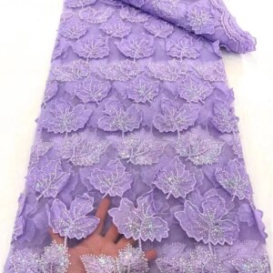 African Sequins Beaded Lace Fabrics 2024 High Quality Stones Embroidery French Nigerian Lace Fabric For Wedding Sewing