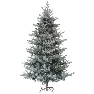 HOMCOM 9ft Nordic Pine Artificial Christmas Tree with 1939 Snow Flocked Tips Foldable Metal Stand Easy Assembly Hinged Xmas Tre