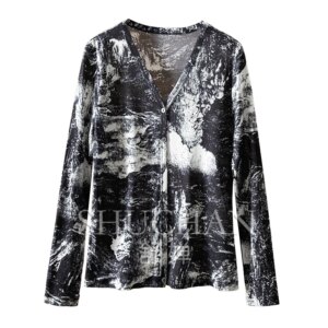 V-neck 5A + Knitted Silk Cardigan Women 3Z46 Casacos Femininos Inverno 2024 Knitted Cardigan Summer Top