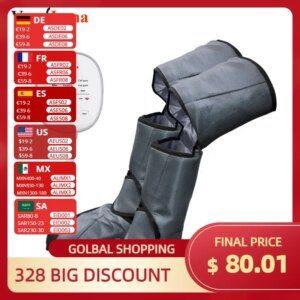 New Leg Air Compression Massager Heated for Foot and Calf Thigh Circulation with Handheld Controller 6 Modes 3 Intensities