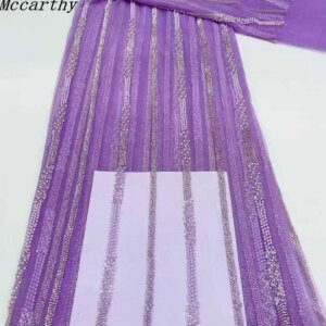 Mccarthy New Beads and Sequins 2025 Fabric Dress for Party Embroidery Net Lace High Quality Fabric Wedding Party Dresses
