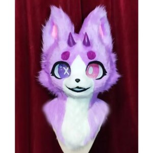 Purple Fursuit Husky Fox Mascot (head) Halloween Party Fur Cosplay Gift