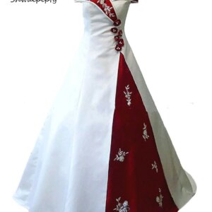 Classy White And Red Wedding Dress 3D Flower Lace Applique A Line Long Bridal Gowns Sleeveless Vintage Robe Customized