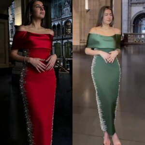 Customized Jiayigong High Quality S Beading Graduation A-line Off-the-shoulder Bespoke Occasion Gown Midi Dresses
