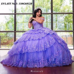 EVLAST Customized Shiny Lilac Quinceanera Dress Ball Gown Sequins Applique Beading Tiered Sweet 16 Vestidos De 15 Anos E3Q616