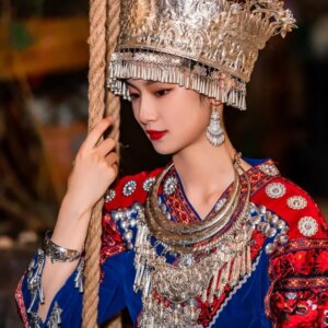 Chinese Minority Traditional Clothing Female Dong Guizhou Miao Skirt Suit
