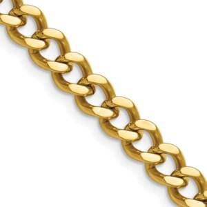 Chisel Stainless Steel Polished Yellow IPplated 7.5mm 24 inch Curb Chain