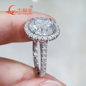 10mm round Halo Half Eternity Band D VVS Moissanite 925 Sterling Silver Engagement Ring for Ladies Jewelry