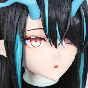 (C-49)Customize Character Resin Full Head With Back Shell Japanese Animego Cosplay Crossdressing Anime Kigurumi Mask With Lock