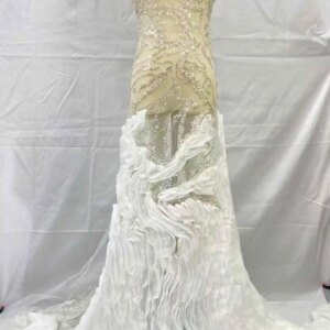 White 3D Flower Swiss Nigerian Africa Lace Fabric High Quality 2025 Wedding Luxury Evening Dresses Material French Beaded Lace
