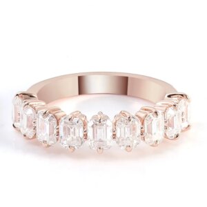 Provence 10K/14K/18K Moissanite Half Eternity Rings for Women Luxury Jewelry D Color Emerald Cut Wedding Rings GRA Certificate