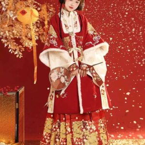 Jade Finger Twist _ Yan  Jade Ming Hanfu Female 2024 New Winter Red Improved Horse Face Skirt Ancient Costume