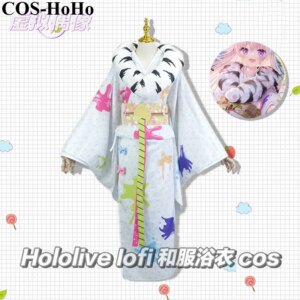 COS-HoHo Anime Vtuber Hololive Iofi Lovely Kimono Bathrobe Gorgeous Uniform Cosplay Costume Halloween Party Outfit Women