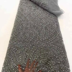 Nigerian Groom Beads Lace Fabric, African Sequins, French Wedding Dress, High Quality, Luxury, WS55HN, 2025