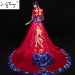 Traditional Chinese Clothing Dragon Phoenix Bridal Gown Wedding Dress Cheongsam Chinese Wedding Dress Women’s Party Clothing
