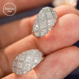Aazuo 18K White Gold Real Diamond 0.48ct U Shape Lock Irregular Earrings Clip Gifted For Women Advanced Wedding Party Au750