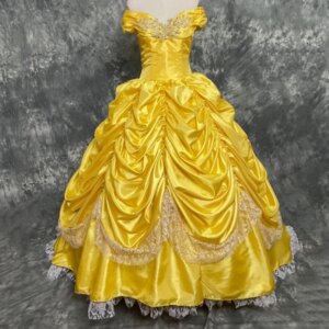 New Arrival Luxury Style Cosplay Costume Princess Yellow Belle Corset Dress For Adult Women Fancy Halloween Party Dresses