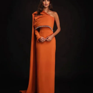 New Design Floor Length Rhinestone Prom Dresses Saudi Arabic Women Satin One-Shoulder Evening Gowns Formal Party Dresscustomized