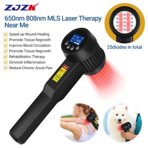 ZJZK Laser For Pain Therapy Treatment For Injuries Cold Laser Therapy Pain Relief Device 650nm 808nm For Animals Dysmenorrhea