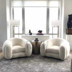 bouclette wool boucle sofa chair teddy sherpa modern faux shearling arm chair whitefake sheep skin boucle  chair