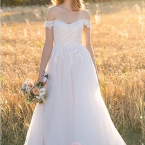Customized Sweetheart Neckline Sequined Lace Applique Short Sleeves A-line Wedding Dress Button Zipper Back Robe de mariée