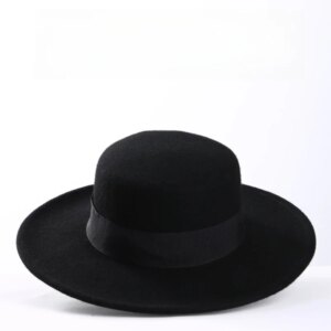 Pure vintage flat top hat women’s large brim jazz autumn and winter fashion casual felt