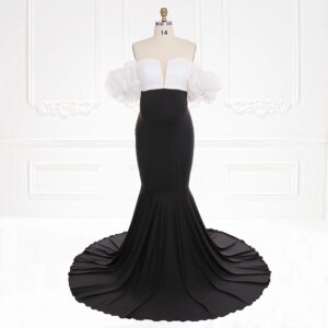 Puffy Sleeves Stretchy Fabric Mermaid Maternity Dress for Photo Shoot Bespoke Occasion Dresses Baby Shower Dress YEWEN YW231110