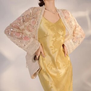 New national style fashion sequin jacquard hollowed out thin coat woman
